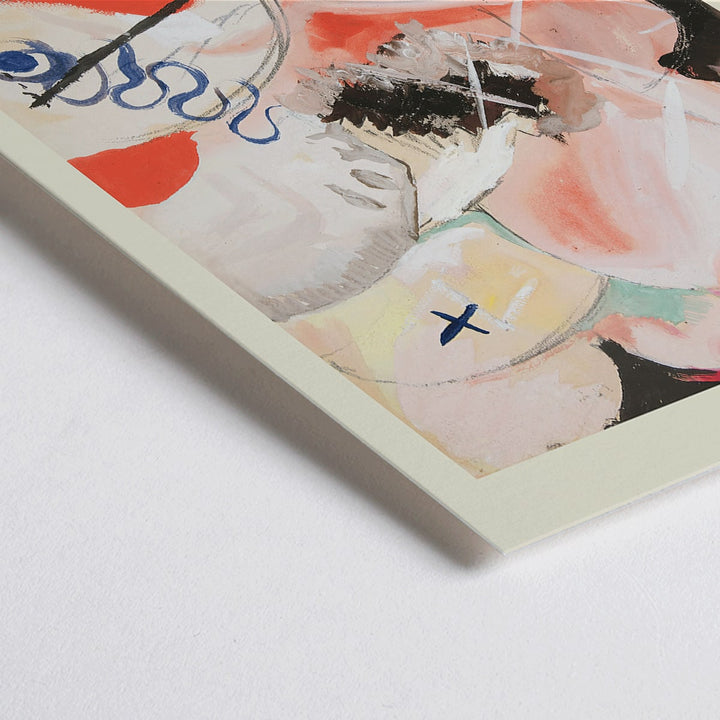 Closeup detail of Abstract watercolor and dynamic abstract art poster titled Female Figure by Hilma af Klint and Wassily Kandinsky