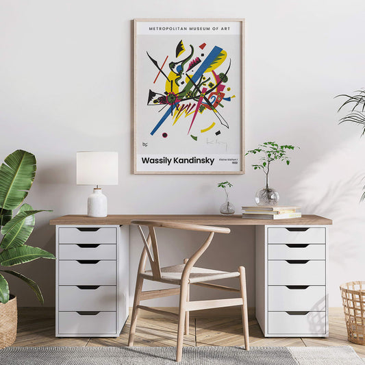 Abstract colorful geometric print Kleine Welten I Small Worlds I by Wassily Kandinsky high resolution artwork poster displayed at museum, framed and displayed in home decor