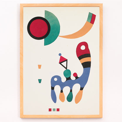 Closeup detail of Abstract colorful geometric shapes artwork by Wassily Kandinsky from 11 tableux et 7 poemes poster for wall decor