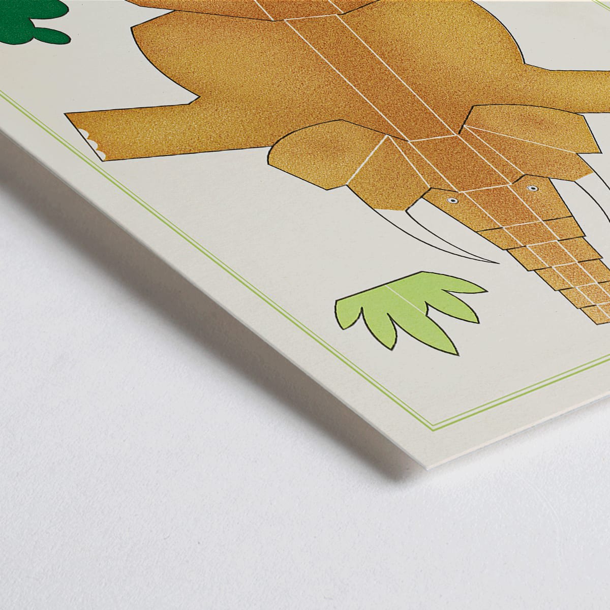 Closeup detail of Collage and poster of geometric cutout animals and plants by Turenne Chevallereau La Jungle chez moi Pl 02