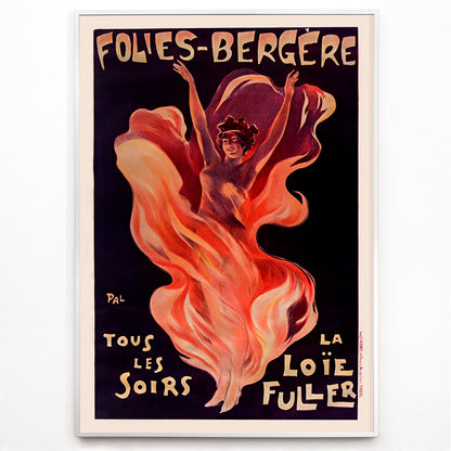 Closeup detail of Folies-Bergere La Loie Fuller by Pal vibrant poster artwork featuring a dancing woman with flowing and swirling colorful fabric