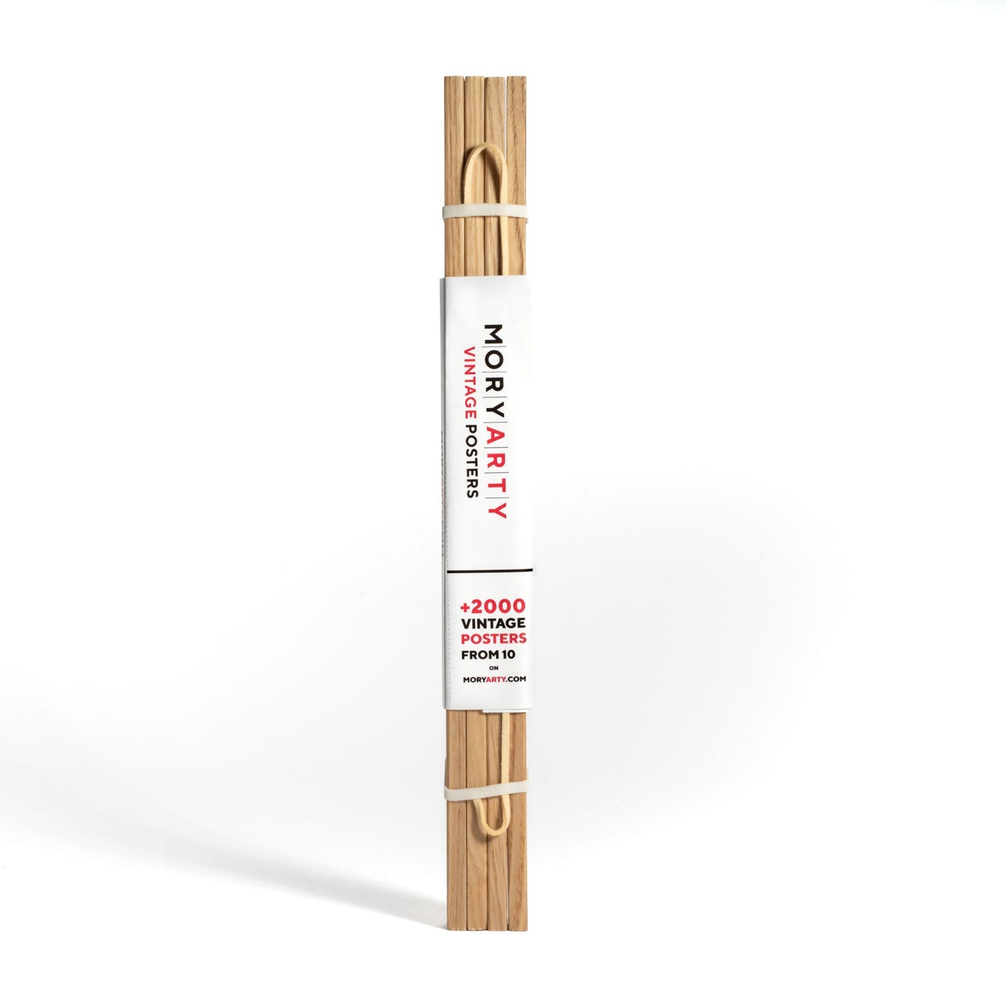 Light oak magnetic wood frame holding a poster, with natural wood bars and a hanging rope, displayed on a wall for a modern, elegant look, full back picture