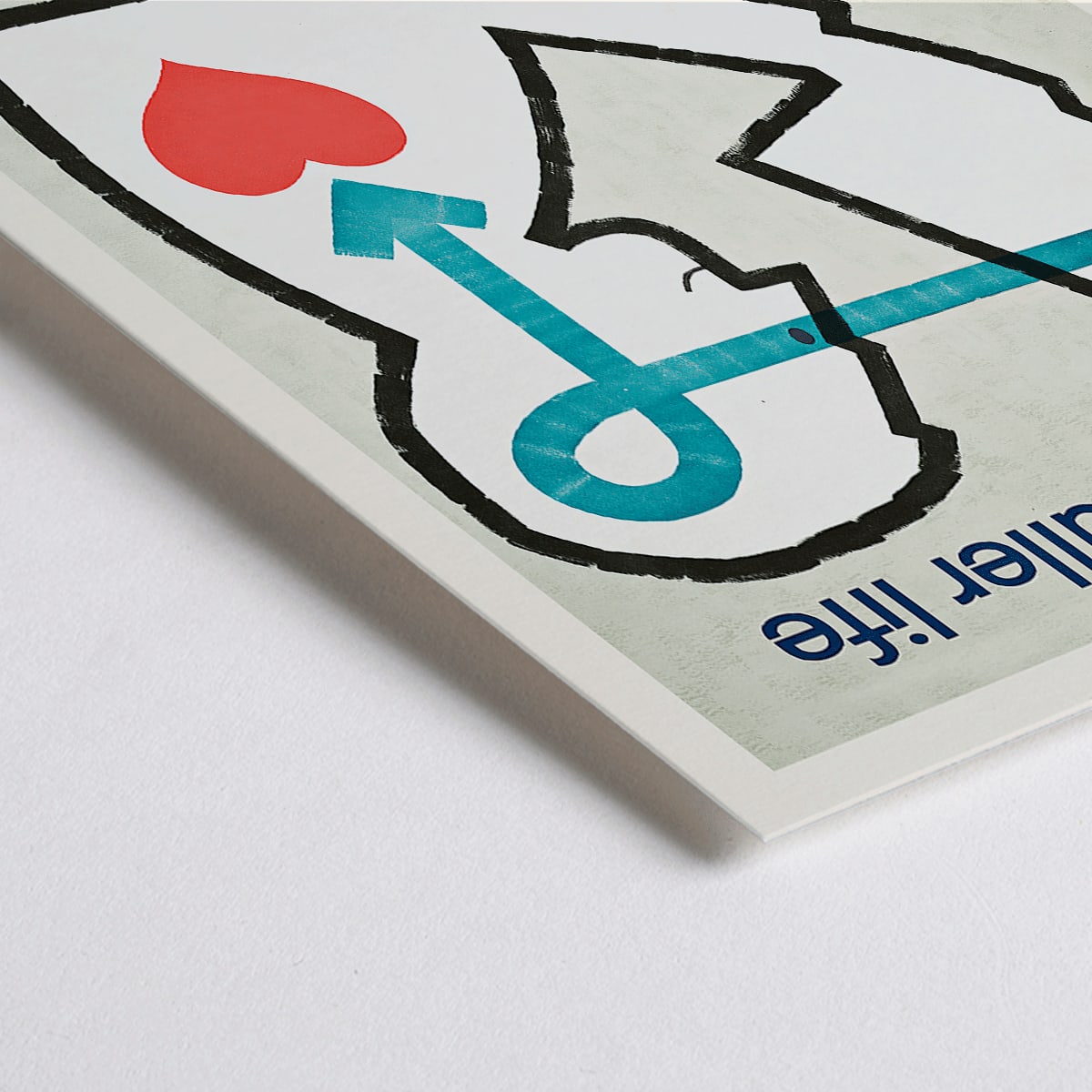 Closeup detail of Poster with a stylized person reading a book and heart with bold text for a richer fuller life wake up and read by National Library