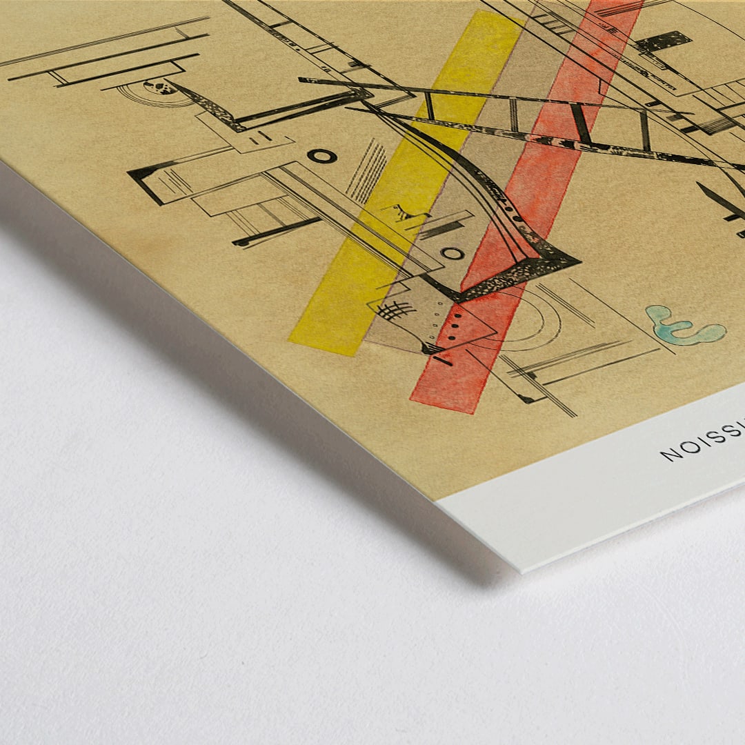 Closeup detail of Transmission by Wassily Kandinsky abstract geometric forms poster at Bauhaus Archiv Museum Berlin exhibition