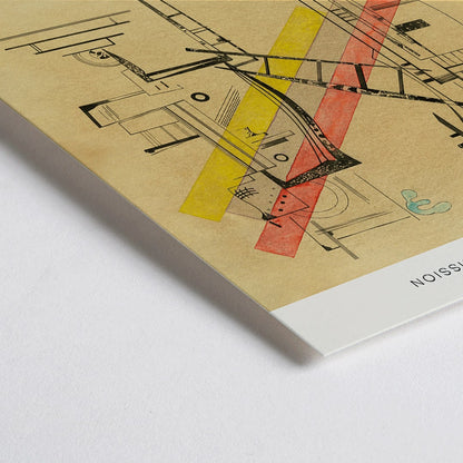 Closeup detail of Transmission by Wassily Kandinsky abstract geometric forms poster at Bauhaus Archiv Museum Berlin exhibition